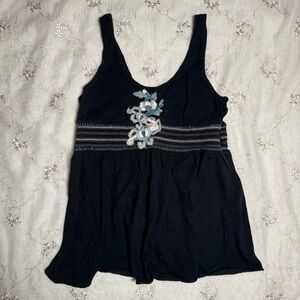 Free People Bohemian Embroidered Tank Top — Size M